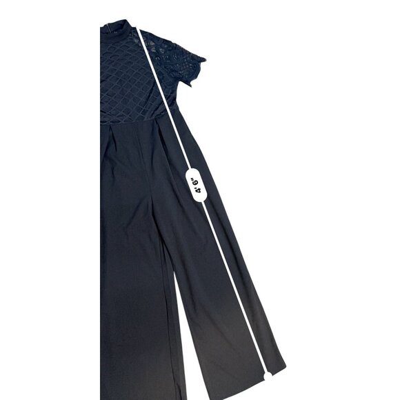 Womens Lattice Lace Wide Leg Jumpsuit Size M Black Money Mob Wife - Picture 12 of 15